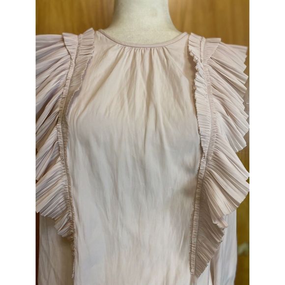 Joie Silk Pleated -Ruffle Blouse Top Size  L - Picture 7 of 15